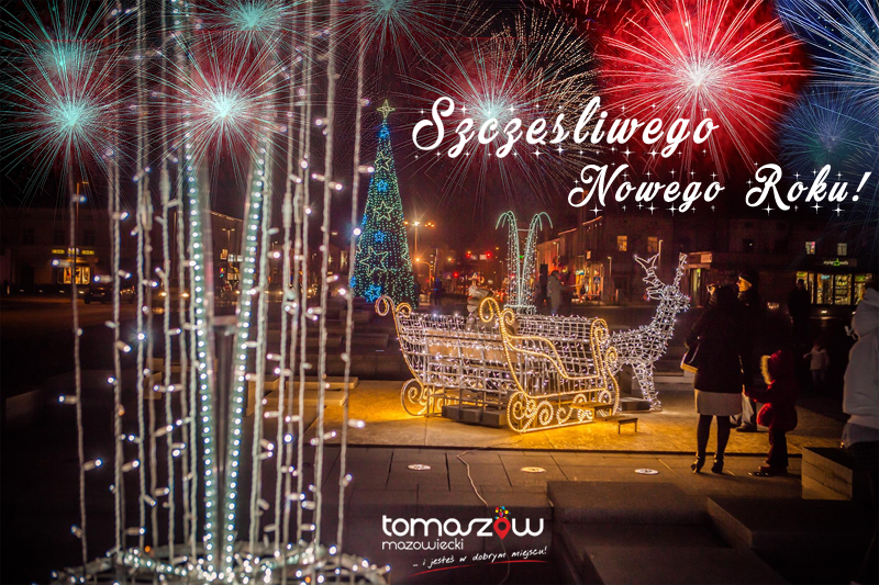 Zdjęcie z placu Kościuszki z życzeniami Szczęśliwego Nowego Roku