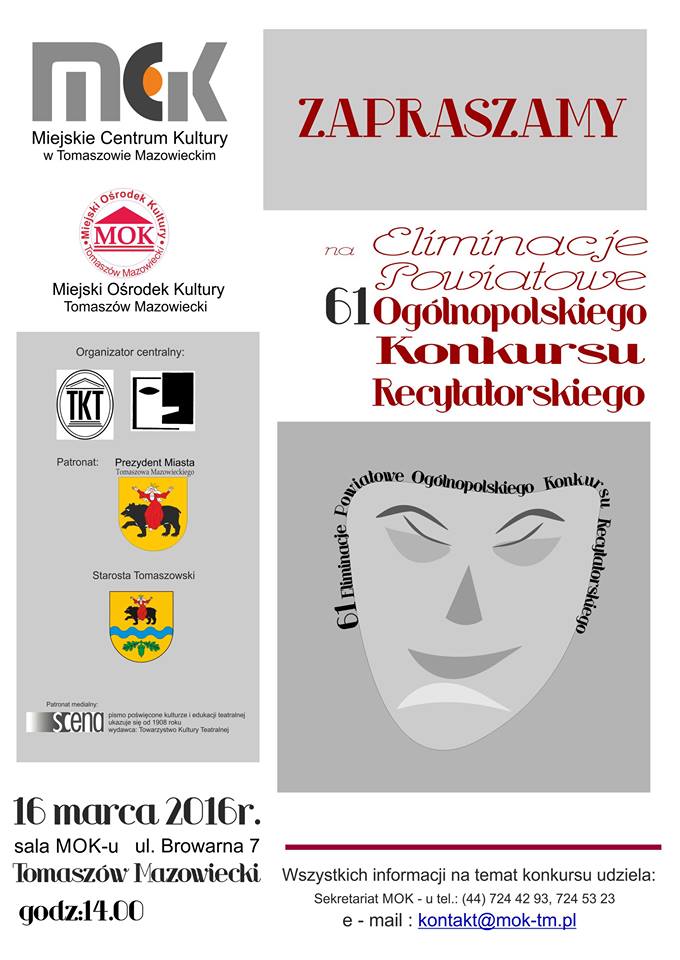 Plakat 61. Ogólnopolskiego Konkursu Recytatorskiego