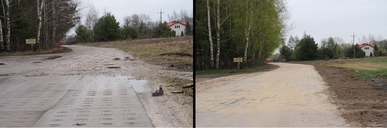 Zdjęcie ulicy Torowej przed i po