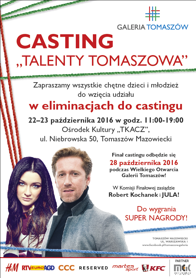 Plakat z informacjami o castingu