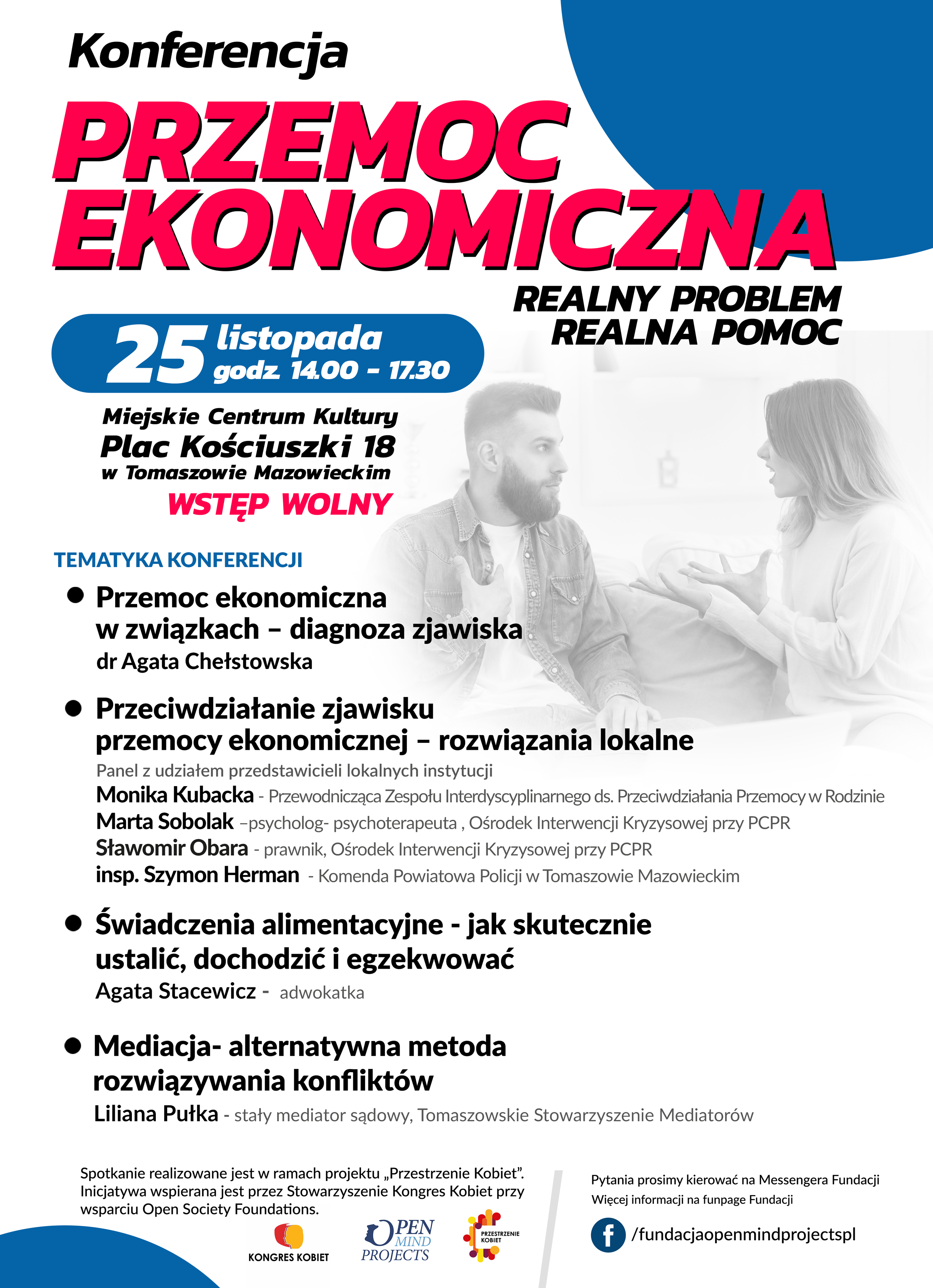 Plakat konferencji przemoc ekonomiczna 25 listopada 2019