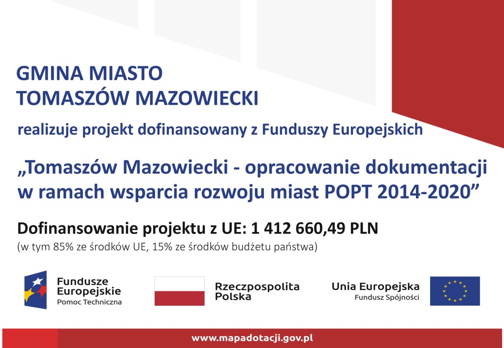 Tomaszów Mazowiecki - opracowanie dokumentacji w ramach wsparcia rozwoju miast POPT 20214-2020