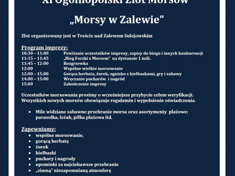 Zaproszenie na XI Ogólnopolski Zlot Morsów