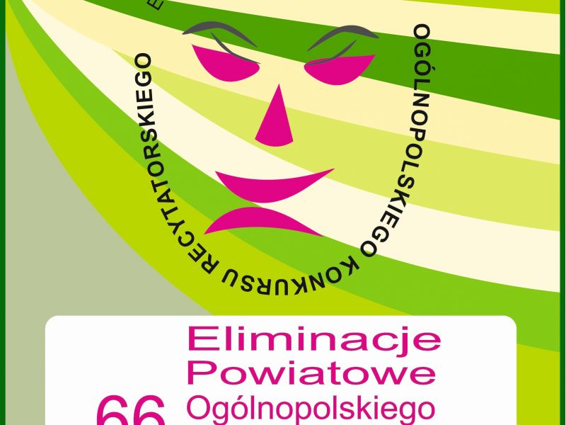 Na zdjęciu plakat Elimitacji Powiatowych Ogólnopolskiego Konkursu Recytatorskiego. Na plakacie maski teatralne