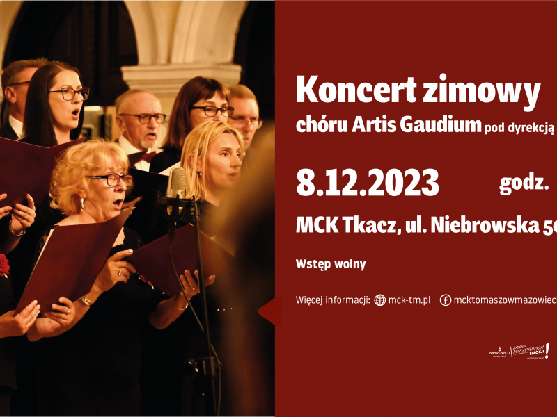 Na zdjęciu baner Koncertu zzimowego chóru Artis Gaudium. Na banerze zdjęcie chóru