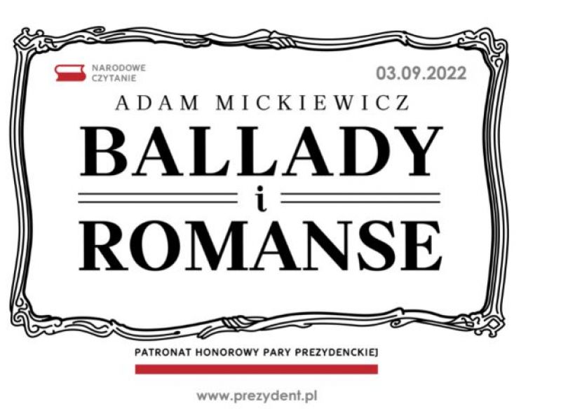 Na zdjęciu baner narodowego Czytania z Balladami i Romansami Mickiewicza