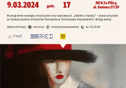 Na zdjęciu plakat wystawy SAP. Na plakacie portret kobiety w kapeluszu